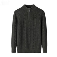 Half Turtleneck Zipper Twisted Flower Sweater Long Sleeve Knitwear
