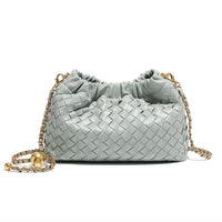Cloud-shaped Woven Handbag With Gold Beads Chanel-style Chain And Shouldercrossbody Strap