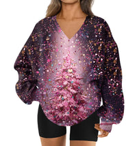 Womens 3D printed V neck Sweatshirt For Fall And Winter