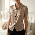 Elegant MinimalistSlim-fit Womens Top Short-sleeve Shirt