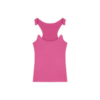 Womens Solid-Color Short Camisole With Padded Cups And Invisible Straps