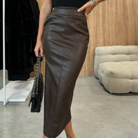 Womens Elegant High-Waisted Slit Skirt