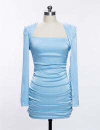 Spring Long-sleeve Pleated Bodycon Skirt