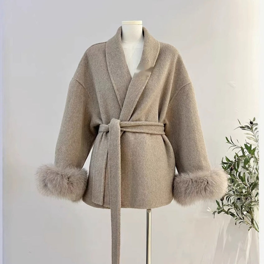 Fox Fur Double-sided Temperament Wool Overcoat