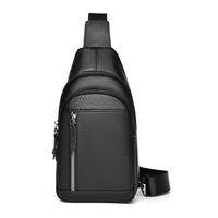 Men's Leather Chest Bag First Layer Cowhide Casual Crossbody Shoulder Bag Large Capacity