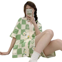 Women's Fashion Casual Short Sleeve Cute Loungewear Suit