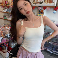 Retro Underwear U Collar Beautiful Back Outer Wear Sleeveless Vest Top