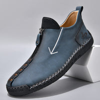 Men's Zipper Leather Boots Foreign Trade Hand-stitched Martin Boots