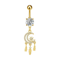 Personalized Zircon Butterfly Round Belly Button Ring