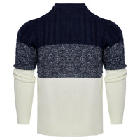 Men's Casual Color Block Long Sleeve Cable Knit Pullover Sweater