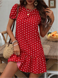 Womens Fashionable Slim-Fit Casual Polka-Dot Dress