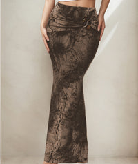 Body-hugging Printed Low-waist European And American Fishtail Skirt For Women
