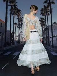 Chiffon Floral Stitching Low Waist Skirt