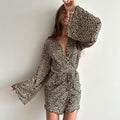 Knitted Long-sleeve Pajama Robe With Tie Closure Loose And Comfortable Loungewear