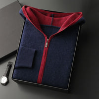 Casual Zip-up Hooded Cashmere Cardigan Sweater