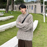 Crew-neck Sweater Loose Laid-back Knit Top Trendy Style