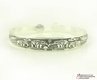 Retro Tibetan Silver Elephant Carved Bracelet Carving Dragon And Phoenix