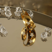 Stainless Steel 18K Gold-Star Hollow-Out Earrings Retro Design