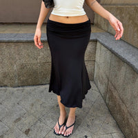 Polka Round Dots And Floral Prints High Waist Slimming Lotus Skirt