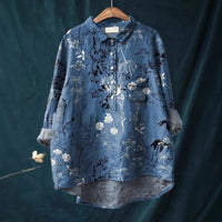 Loose Printed Crew Neck Casual Plus Size Women's Shirt