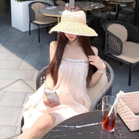 French-style Satin Slip Dress With An Asymmetrical Sweet Ruffled Hem