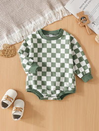 Baby Clothes Jumpsuit Triangle Chessboard Plaid Pullover Sweater