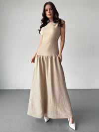 Elegant Womens Vintage Linen Sleeveless Maxi Dress