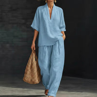 Women's Casual Simple Linen Two-Piece Set