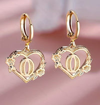 European And American Golden Heart-shaped Letter Earrings