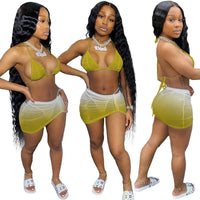 Fashion Sexy Summer Gradient Bikini Halterneck Swimsuit