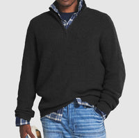 Men's Business Casual Loose Zip Stand Collar Sweater
