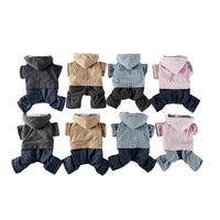 Corduroy Pet Four-legged Hooded Fleece Lined Coat