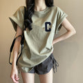Loose Drop Shoulder Sleeve Top Womens Korean Tyle