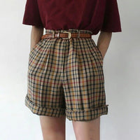 Women's New Plaid High Waist Large Size Loose Thin Shorts