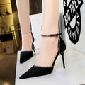 Hollow High Heeled Shoes Satin Shallow Mouth