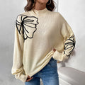 Women's Half Turtleneck Flower Pattern Sweater