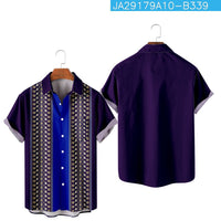 Summer Stripes Floral 3D Printed Short Sleeve Fashion Polo Collar Men's Pocket Shirt