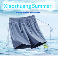 Quick-drying Loose-fitting Mens Sporty Casual Pants Thin Ice Silk Fabric