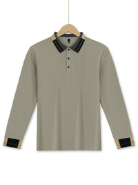 Long Sleeve Lapel Men's Solid Color Button Casual Business