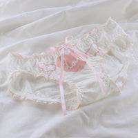 Love Wings Ruffled Bow Ladies Panties Cotton Crotch