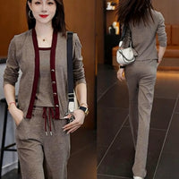Cardigan Camisole And Wide-leg Pants Three-piece Set