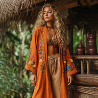 Elegant Long Flared Dress With Floral Print For Summer