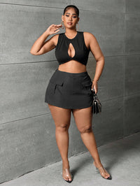 Plus Size Women's Clothes Autumn And Winter Elastic Waist Overalls Straight Shorts
