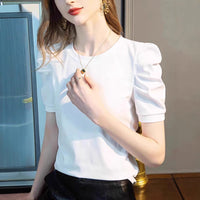 Retro Pleated Puff Sleeve Top For Women