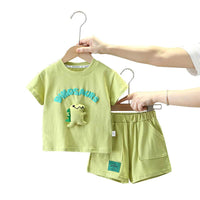 Creative Cartoon Printed Children's Short Sleeved Shorts Set