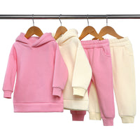 Thick Autumn And Winter Clothes Children's Pullover Hooded Sweater Trousers Two-piece Set