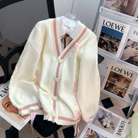 Japanese Sweet Heart Buckle Temperament Youthful-looking Sweater