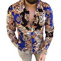 New Men's Lapel Casual Youth Printed Top