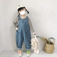 Children's Denim Suspender Pants Spring And Autumn New Boys And Girls Fashionable Loose Jumpsuit