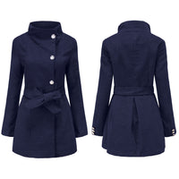 Women's Long Slim Fit Long Sleeve Woolen Coat